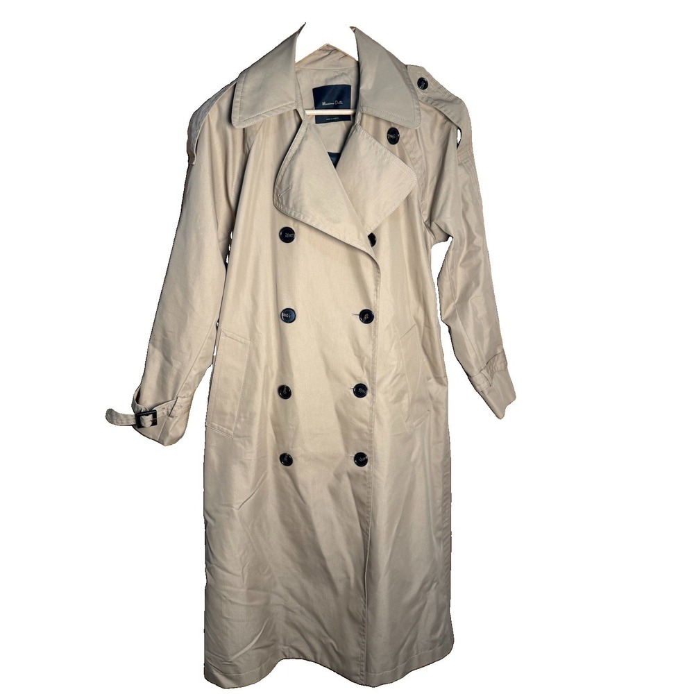 Massimo Dutti Beige Trench Coat Double-Breasted Belted Size XS NWOT